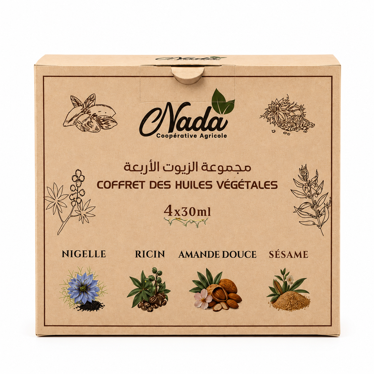 Coffret Huiles Végétales NADA – quatre huiles végétales 30 ml