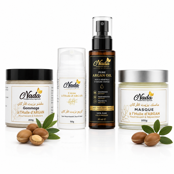 Coffret Argan Complet NADA – huile, crème, masque et gommage à l’argan